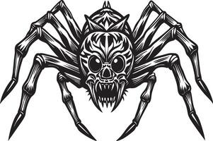 a black and white spider with a skull on its head vector