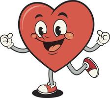 heart running cartoon mascot character illustration vector