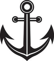 an anchor is shown in black and white vector
