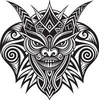 a tribal style demon head with horns and a tribal pattern vector