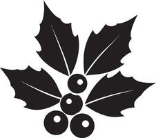 a black and white illustration of a holly leaf vector