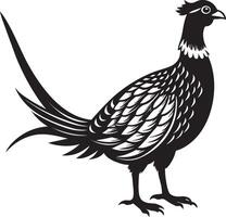 a black and white pheasant on a white background vector
