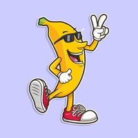 cool banana posing and wearing sun glasses. in cartoon style illustration vector
