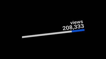 Social Media Views and Like Counting YouTube 1 Million Views Counter Like Increasing Views And Likes Alpha Channel. 4K Resolution video