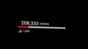 Social Media Views and Like Counting YouTube 1 Million Views Counter Like Increasing Views And Likes Alpha Channel. 4K Resolution video
