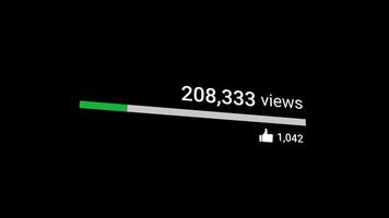 Social Media Views and Like Counting YouTube 1 Million Views Counter Like Increasing Views And Likes Alpha Channel. 4K Resolution video