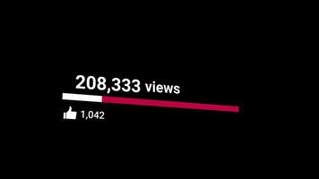 Social Media Views and Like Counting YouTube 1 Million Views Counter Like Increasing Views And Likes Alpha Channel. 4K Resolution video