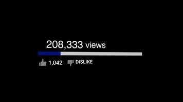 Social Media Views and Like Counting YouTube 1 Million Views Counter Like Increasing Views And Likes Alpha Channel. 4K Resolution video