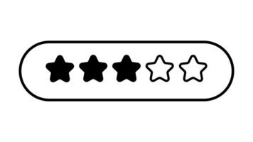 three out of five stars rating. Black and white glyph style. Product rating or customer review with stars flat icons for apps and websites. video