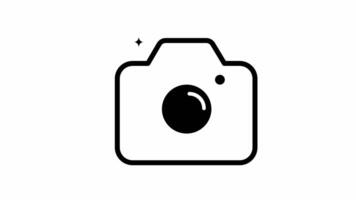 photo camera shutter click in outline black and white style animated footage looping, background 4k video