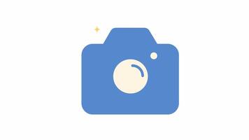 photo camera shutter click in flat design style animated footage looping, background 4k video