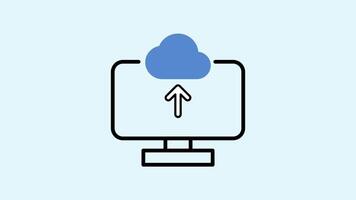 upload to cloud from computer animated footage looping in blue background video