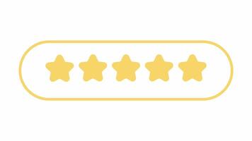 five out of five star rating. Flat design style in white and yellow. Product rating or customer review with gold stars and half star flat icons for apps and websites. video