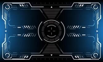 HUD white sci-fi interface screen view black geometric design virtual reality futuristic technology creative display on blue vector