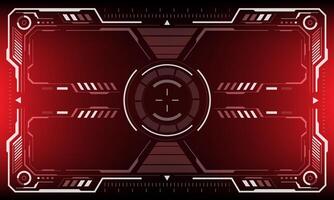 HUD white sci-fi interface screen view black geometric design virtual reality futuristic technology creative display on red vector