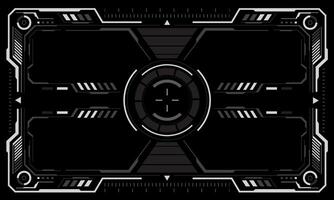 HUD sci-fi interface screen view white circular geometric design virtual futuristic technology creative display on black vector