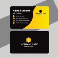 Black and yellow colors Business card print template. Personal business card design with company logo. Clean flat design. vector