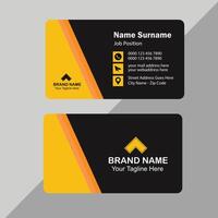 eye catching standard business card design. business card with yellow and black color. vector