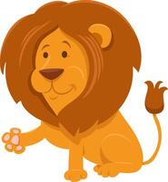 cartoon lion wild animal character waving his paw vector