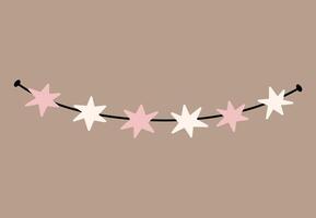 Decorative string of lights arranged in a playful, looping pattern on a plain beige background. Perfect for holiday or celebratory decor. hand-drawn illustration in flat style. vector
