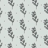 Minimalistic botanical seamless pattern. hand-drawn illustration in doodle style. Perfect for decorations, wallpaper, wrapping paper, fabric. Floral background. vector
