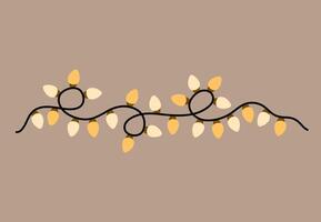 Decorative string of lights arranged in a playful, looping pattern on a plain beige background. Suitable for holiday decorations. hand-drawn illustration in flat style. vector