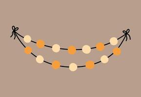Festive garland made up of two strings adorned with round decorative lights on a beige background. Suitable for season and holiday decorations. hand-drawn illustration in flat style. vector