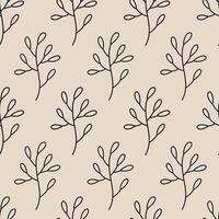 Minimalistic botanical seamless pattern. hand-drawn illustration in doodle style. Perfect for decorations, wallpaper, wrapping paper, fabric. Floral background. vector