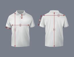 Measures polo shirt. Size Chart Sketch of front and rear views. vector