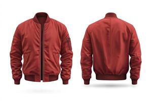 Red bomber jacket on white background. photo