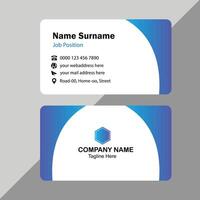 Minimalist business card with a blue and white color vector