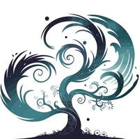 A stylized tree with swirls and swirls vector