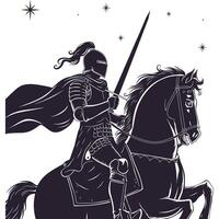 A knight on horseback with sword in hand vector