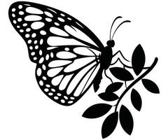Silhouette of a butterfly with decorative wings. vector