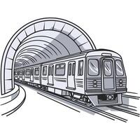 Subway train in tunnel illustration vector