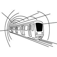 Subway train in tunnel illustration vector