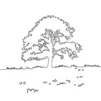 Silhouette of a lone oak tree. vector