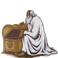 An old man sitting in a chest vector