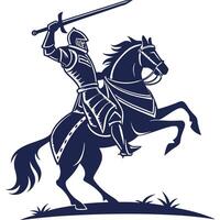 Knight on horseback with sword in hand vector