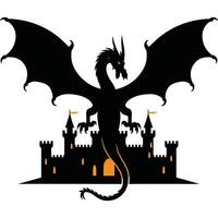 Dragon with castle vector