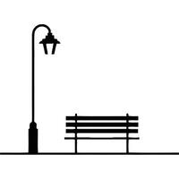 A bench and lamp post on a white background vector