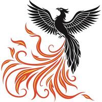 A phoenix bird with flames on its wings vector