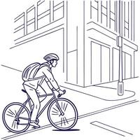 A man riding a bicycle in the city vector