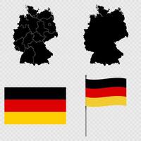Set of maps, flag and flagpole of Germany. illustration. vector