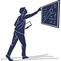 A man is pointing at a blackboard with a math equation vector