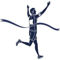 A runner is running with his arms up in the air vector