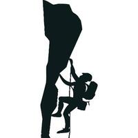 Silhouette of a man climbing on a rock vector