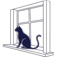 A cat sitting on a window sill illustration vector