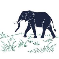An elephant walking in the grass vector