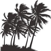 Silhouette of palm trees on a beach vector